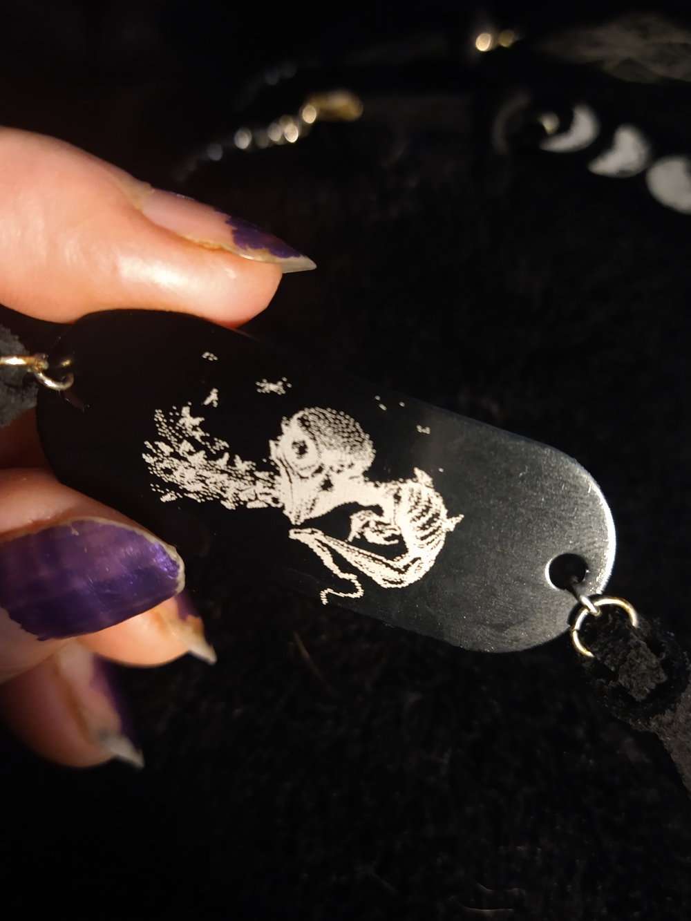 Black Skeleton Engraved Bracelet - Women Jewelry